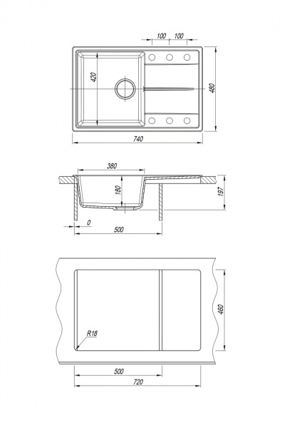 Мойка кухонная из литьевого мрамора Dr. Gans ГАБИ 25.050.E1015.404 101,5*51 см. 