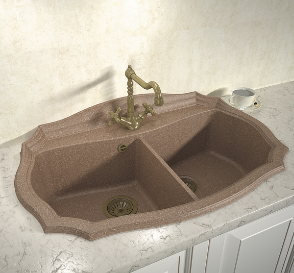 Мойка кухонная керамогранитная Florentina ЭМИЛИЯ 870 20.365.F870.105 87*55 см. коричневый