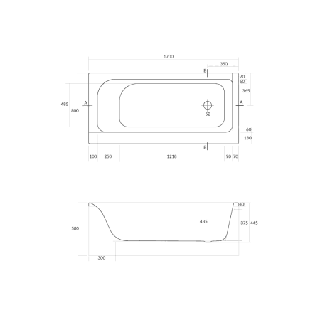 Ванна акриловая Cersanit SMART 63350 170x80 см. правая 