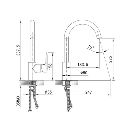 Смеситель IDDIS CUBA CU5BLJ0i05 для кухонной мойки 