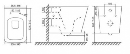 Унитаз навесной Mirsant CUBE 2   