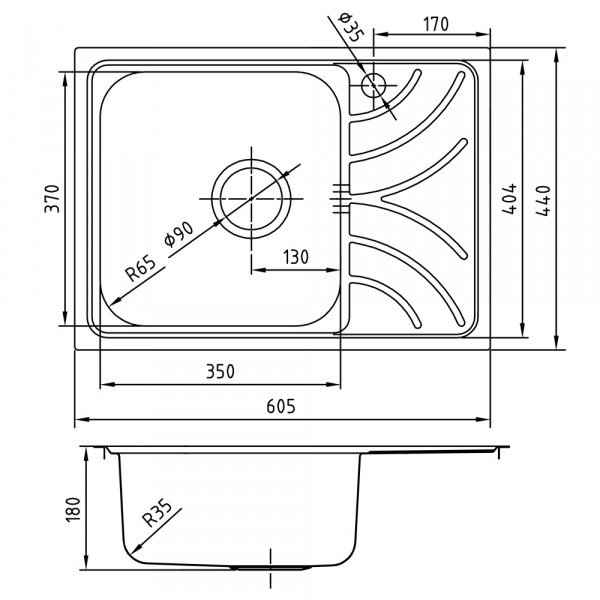 Мойка кухонная из нержавеющей стали IDDIS ARRO ARR60PLi77 60,5*44 см.  Мойка кухонная из нержавеющей стали IDDIS ARRO ARR60PLi77 60,5*44 см.