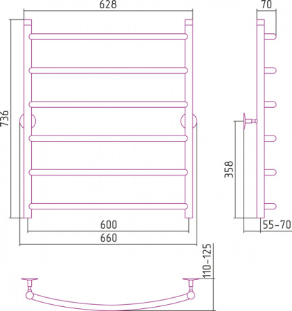 Полотенцесушитель водяной Стилье УНИВЕРСАЛ-50 00650-8060 800х600 