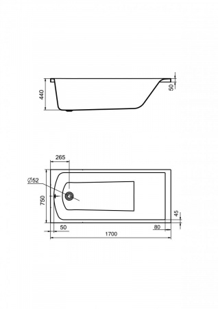 Ванна акриловая Santek ФИДЖИ 1.WH50.1.596 170x75 см. 