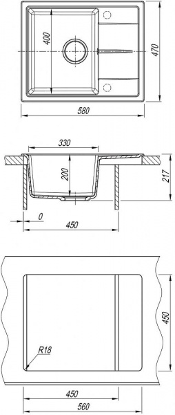 Мойка кухонная из литьевого мрамора Dr. Gans НИКА 580 25.070.B0580.401 58*47 см. белый