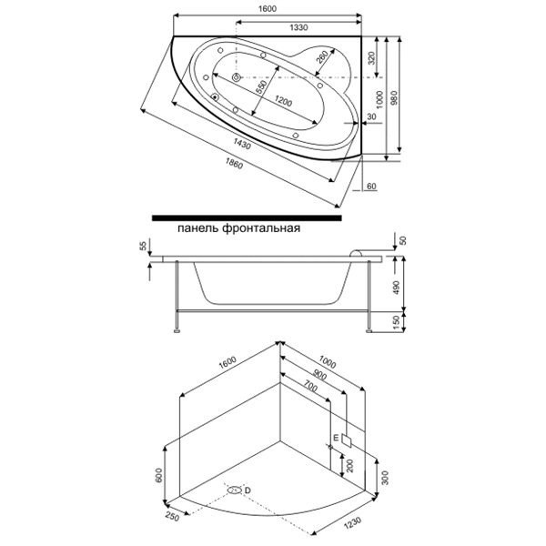 Ванна акриловая BAS САГРА В 00032 160x100 см. правая 