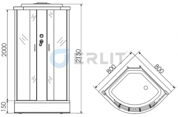 Душевая кабина Erlit  ER3508P-C4-RUS 80x80 см.  Душевая кабина Erlit  ER3508P-C4-RUS 80x80 см.