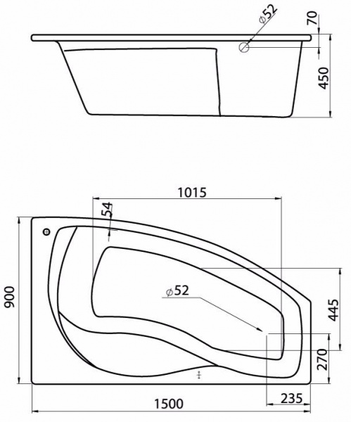Ванна акриловая Santek МАЙОРКА 1.WH11.1.985 150x90 см. правая  Ванна акриловая Santek МАЙОРКА 1.WH11.1.985 150x90 см. правая