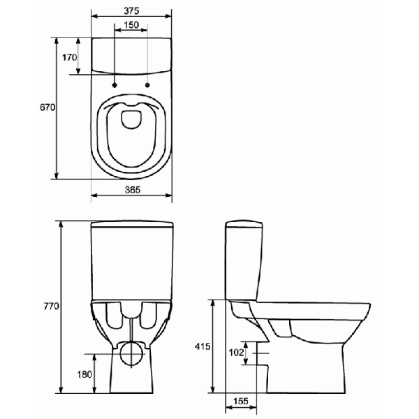 Унитаз-компакт Cersanit CITY NEW CLEAN ON S-KO-CIT011-3/5-COn-S-DL-w безободковый 