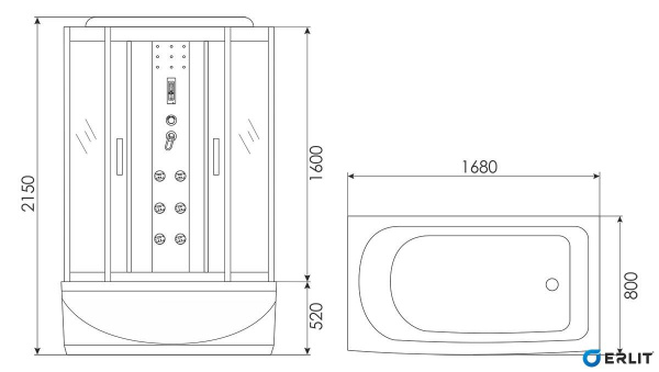 Душевая кабина Erlit COMFORT ER4517TP-C3 170x80 см.  Душевая кабина Erlit COMFORT ER4517TP-C3 170x80 см.