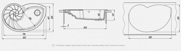 Мойка кухонная керамогранитная Florentina НАУТИЛУС 20.350.E0820.302 82*52 см. антрацит